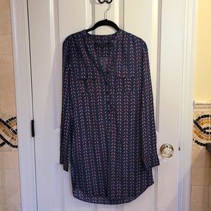 Dark grey shirt dress with pretty bird pattern size small